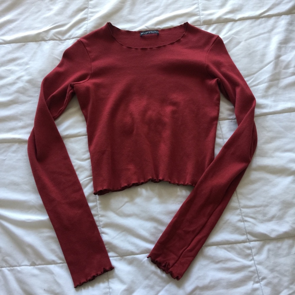 brandy melville red crop long sleeve!